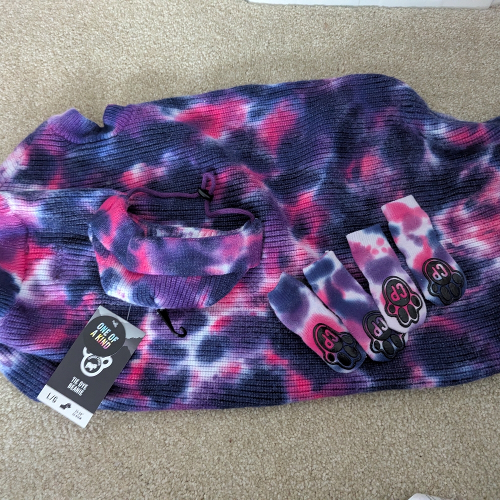 NWT Canadian Pooch Purple Pink Tie Dye Size Large (55-65lbs Dog) Bundle